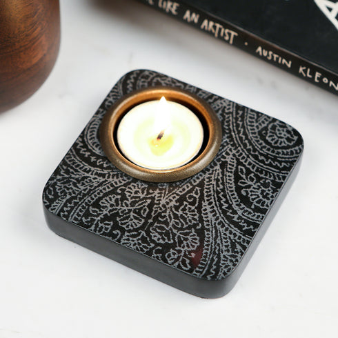 Hand Engraved Stone Tea Light Holder